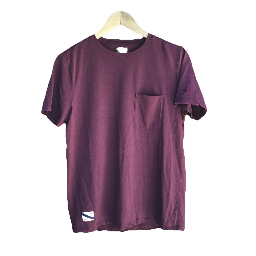 Tracksmith Merino Wool Blend Pocket T-Shirt Burgundy Men's Small Running Tee